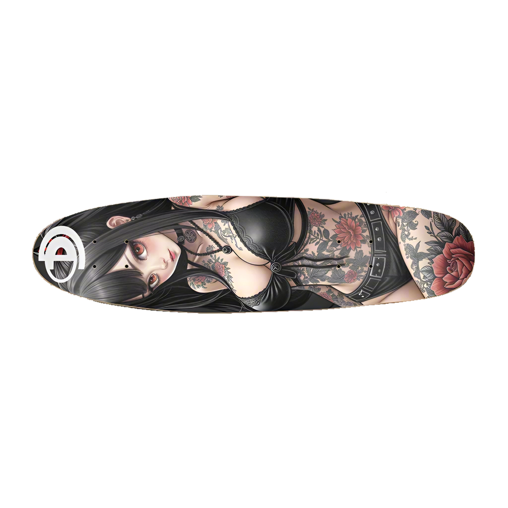 Tattooed Anime Girl Cruiser Skate Deck
